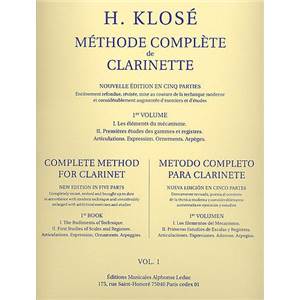 KLOSE HYACINTHE - METHODE COMPLETE DE CLARINETTE VOL.1