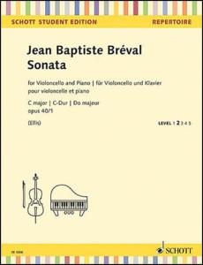 BREVAL JEAN-BAPTISTE - SONATE OPUS 40/1 EN DO MAJEUR - VIOLONCELLES (1 OU 2) ET PIANO