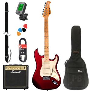 PACK GUITARE ELECTRIQUE PRODIPE ST 80 + AMPLI MARSHALL MG15G + ACCESSOIRES - CANDY APPLE RED