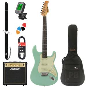 PACK GUITARE ELECTRIQUE PRODIPE ST 80 + AMPLI MARSHALL MG15G + ACCESSOIRES - SURF GREEN