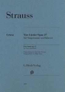 STRAUSS RICHARD - QUATRE LIEDER OPUS 27 - VOIX HAUTE ET PIANO (TONALITE ORIGINALE)