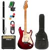 PACK GUITARE ELECTRIQUE PRODIPE ST 80 + AMPLI MARSHALL MG15G + ACCESSOIRES - CANDY APPLE RED
