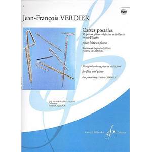 VERDIER JEAN FRANCOIS - CARTES POSTALES : 32 PIECES FACILES POUR FLUTE ET PIANO + CD