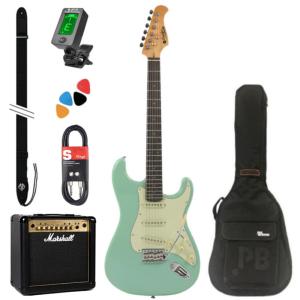 PACK GUITARE ELECTRIQUE PRODIPE ST 80 + AMPLI MARSHALL MG15GFX + ACCESSOIRES - SURF GREEN