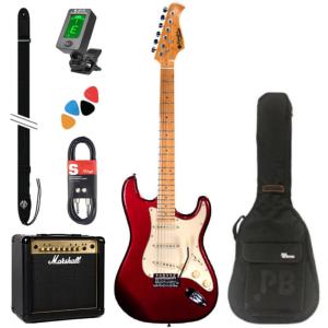 PACK GUITARE ELECTRIQUE PRODIPE ST 80 + AMPLI MARSHALL MG15GFX + ACCESSOIRES - CANDY APPLE RED