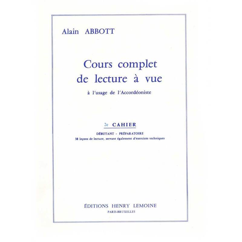 ABBOTT Alain accordéon Lecture à vue Vol.2 
